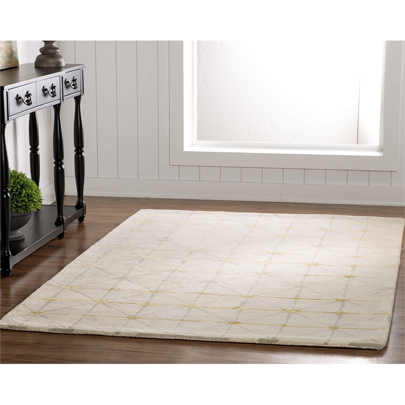 Linon Aspire Pane Hand Tufted Wool 8'x11' Rug in Ivory