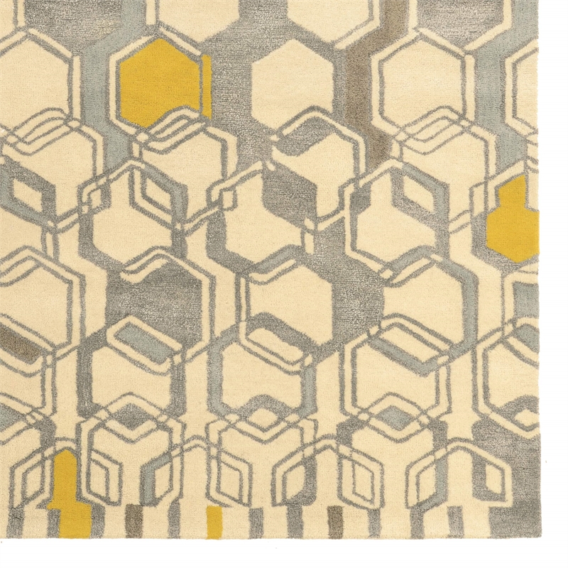 Linon Aspire Geo Hand Tufted Wool 8'x11' Rug in Ivory