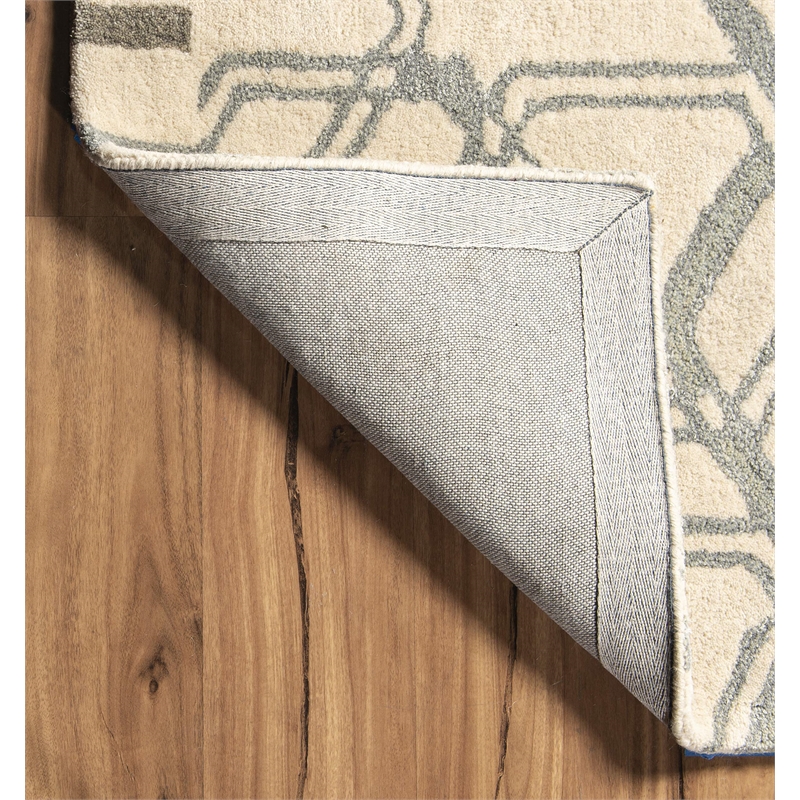 Linon Aspire Geo Hand Tufted Wool 8'x11' Rug in Ivory