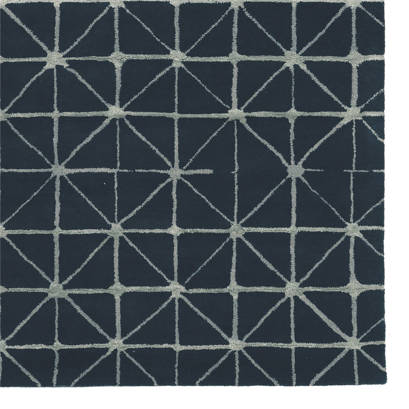 Linon Aspire Triangle Hand Tufted Wool 8'x11' Rug in Navy