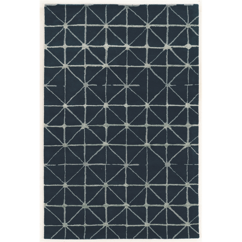 Linon Aspire Triangle Hand Tufted Wool 8'x11' Rug in Navy
