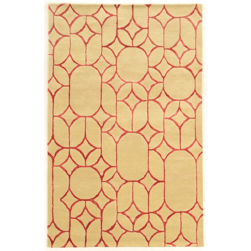 Linon Aspire 8'x11' Window Hand Tufted Wool Rug in Ivory/Coral