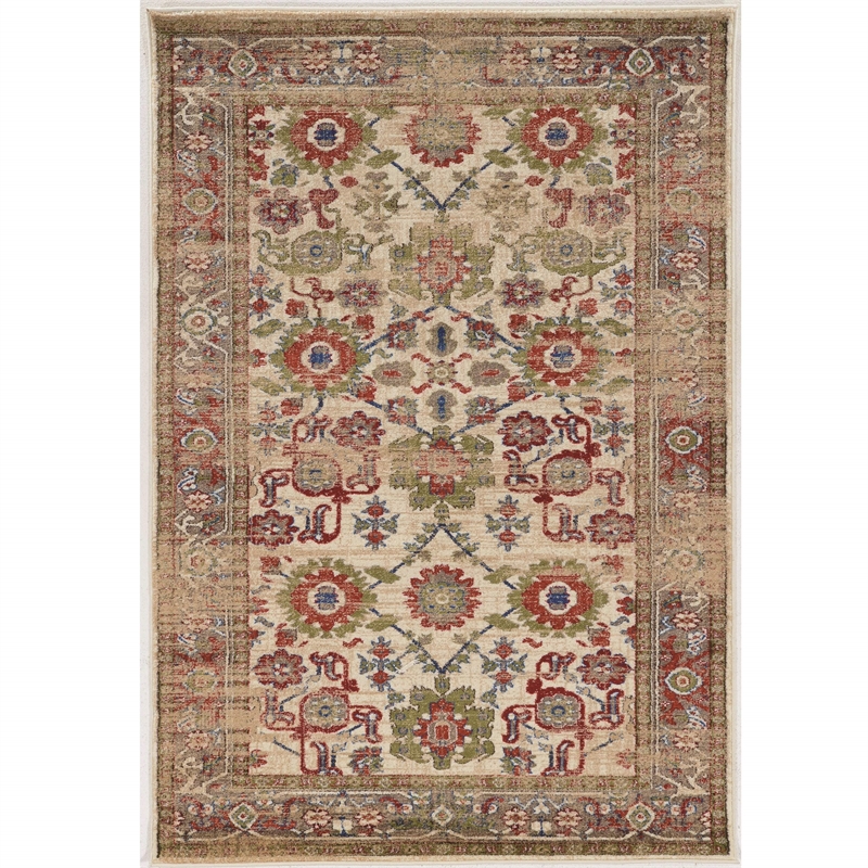 Linon Aspire Window Hand Tufted Wool 8'x11' Rug in Ivory