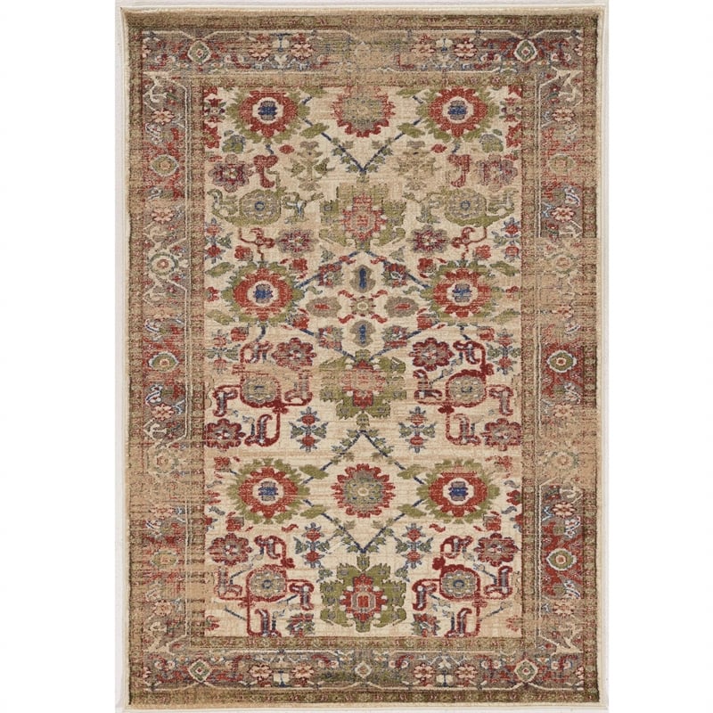 Linon Aspire Window Hand Tufted Wool 8'x11' Rug in Ivory