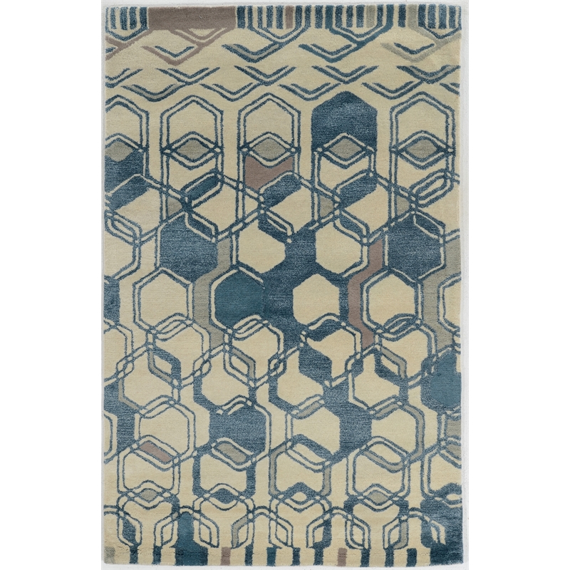 Linon Aspire Triangle Hand Tufted Wool 2'x3' Rug in Light Blue