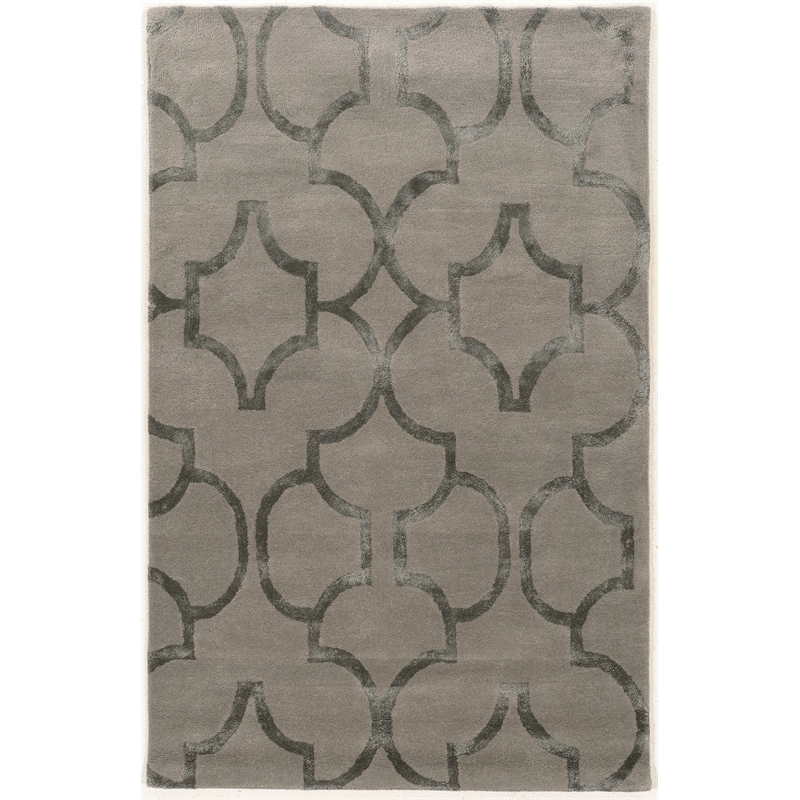 Linon Aspire Geo Hand Tufted Wool 8'x11' Rug in Gray