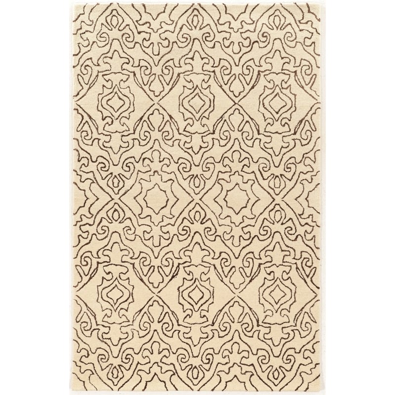 Linon Aspire Kindle Hand Tufted Wool 8'x11' Rug in Ivory