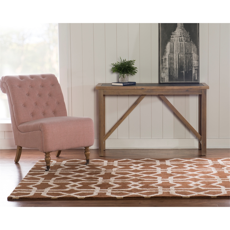 Linon Aspire X's Hand Tufted Wool 5'x8' Rug in Brown