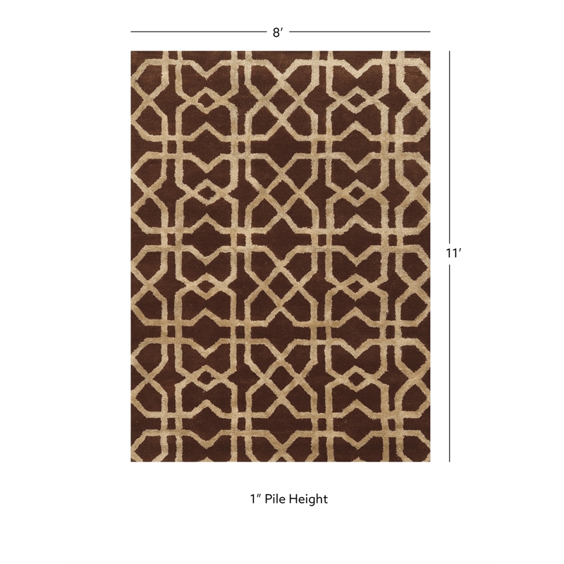 Linon Aspire X's Hand Tufted Wool 8'x11' Rug in Brown
