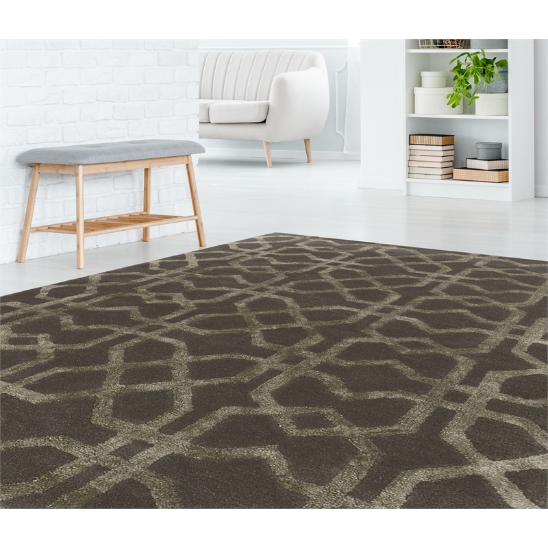 Linon Aspire X's Hand Tufted Wool 8'x11' Rug in Gray