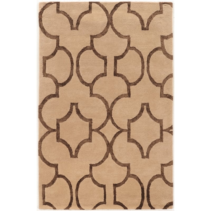 Linon Aspire Geo Hand Tufted Wool 5'x8' Rug in Beige
