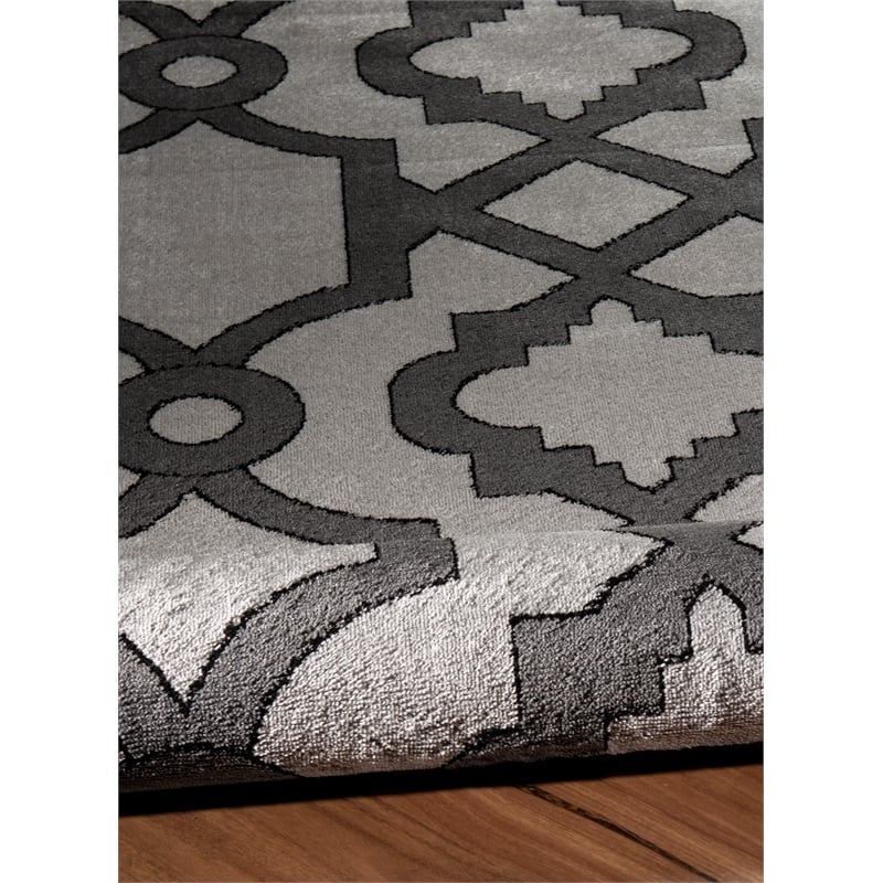 Linon Elegance Geo Power Loomed Polypropylene 8'x10' Rug in Gray