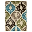 Linon Claremont Damask Power Loomed Polypropylene 8'x10' Rug in Ivory