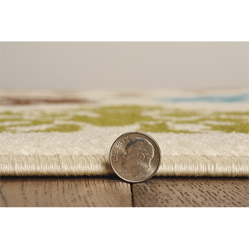 Linon Claremont Damask Power Loomed Polypropylene 8'x10' Rug in Ivory