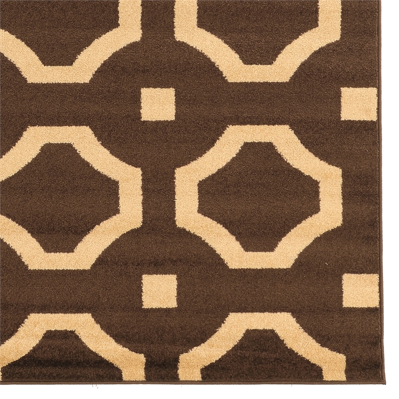 Linon Claremont Octagon Power Loomed Polypropylene 8'x10' Rug in Brown