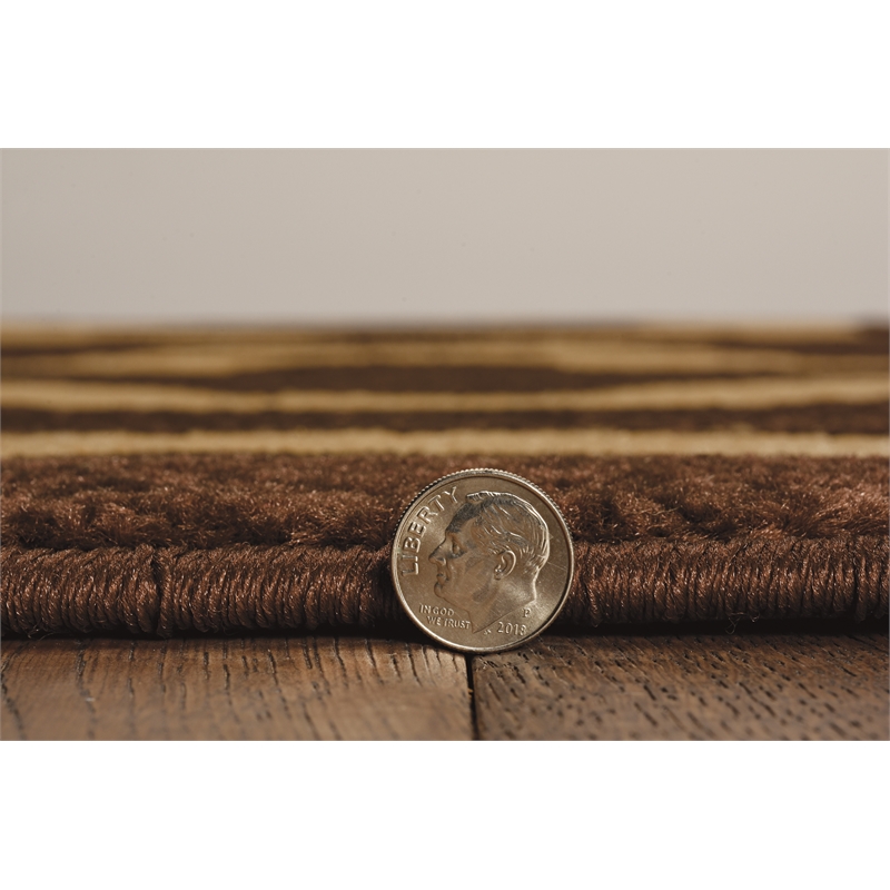 Linon Claremont Octagon Power Loomed Polypropylene 8'x10' Rug in Brown