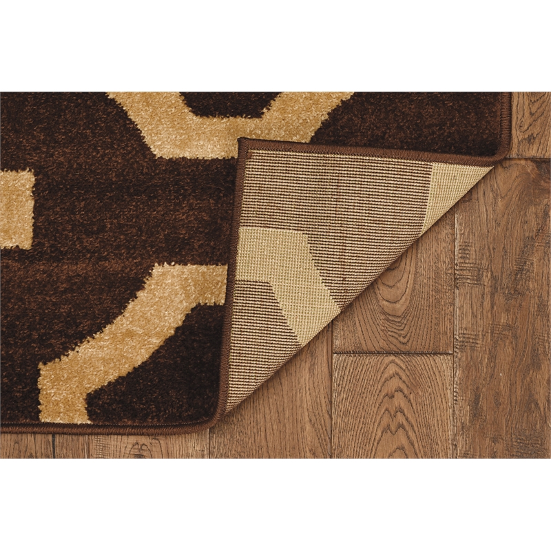 Linon Claremont Octagon Power Loomed Polypropylene 8'x10' Rug in Brown