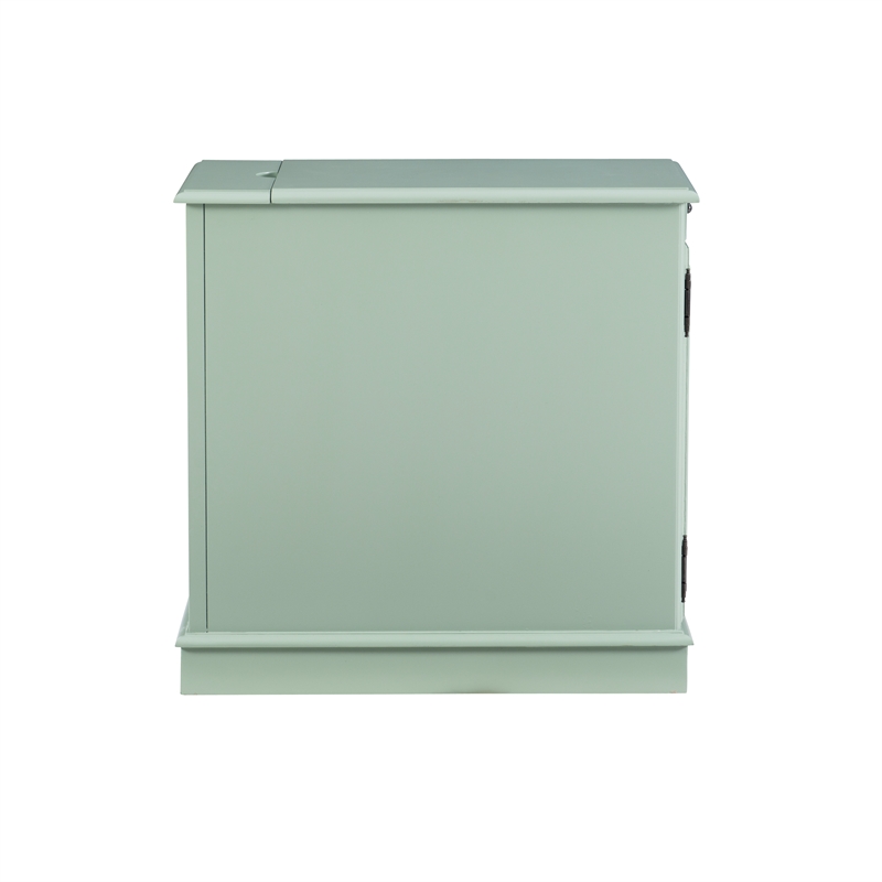 Linon Bartow Multi Function Storage Accent Table USB Charging in Aqua Blue Wood