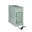 Linon Bartow Multi Function Storage Accent Table USB Charging in Aqua Blue Wood
