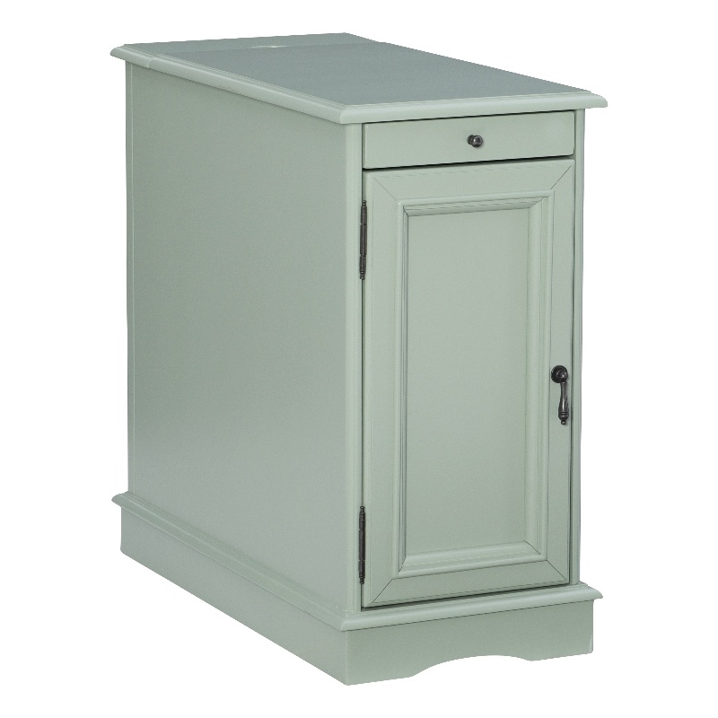 Linon Bartow Multi Function Storage Accent Table USB Charging in Aqua Blue Wood