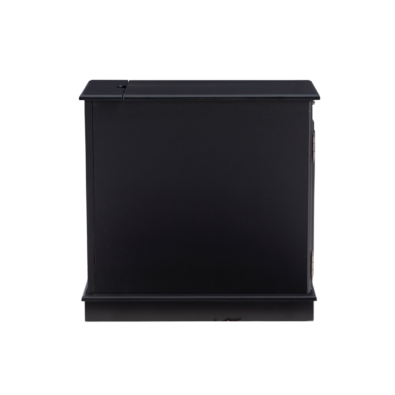 Linon Bartow Multi Function Storage Accent Table Charging Station in Black Wood