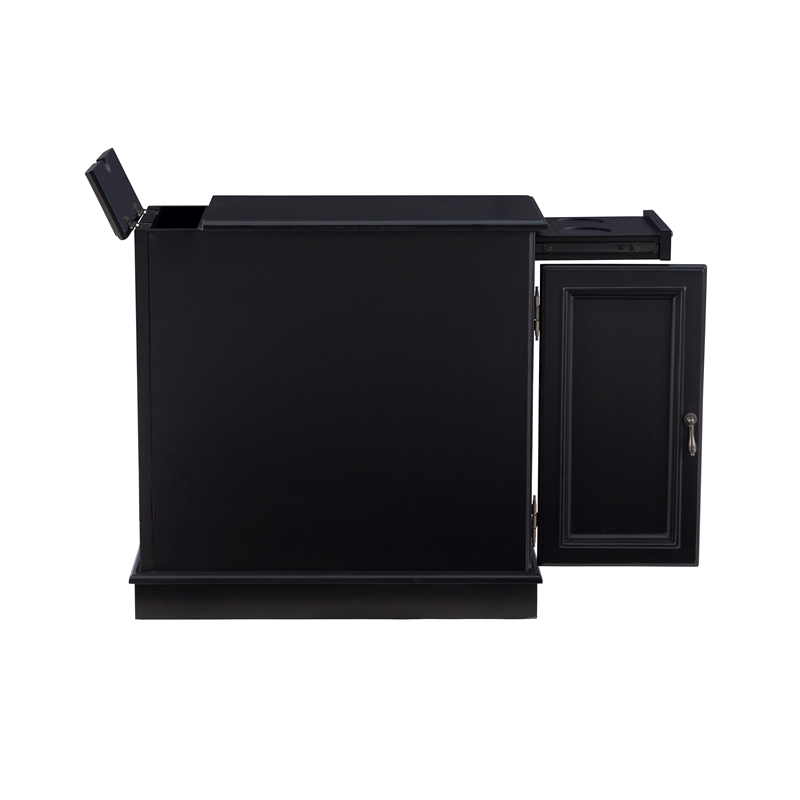 Linon Bartow Multi Function Storage Accent Table Charging Station in Black Wood