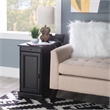 Linon Bartow Multi Function Storage Accent Table Charging Station in Black Wood