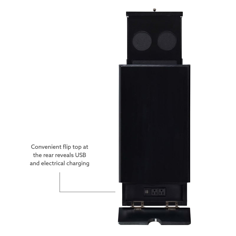 Linon Bartow Multi Function Storage Accent Table Charging Station in Black Wood
