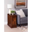 Linon Bartow Multi Function Storage Side Table Charging Station in Hazelnut Wood