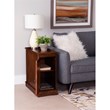 Linon Bartow Multi Function Storage Side Table Charging Station in Hazelnut Wood