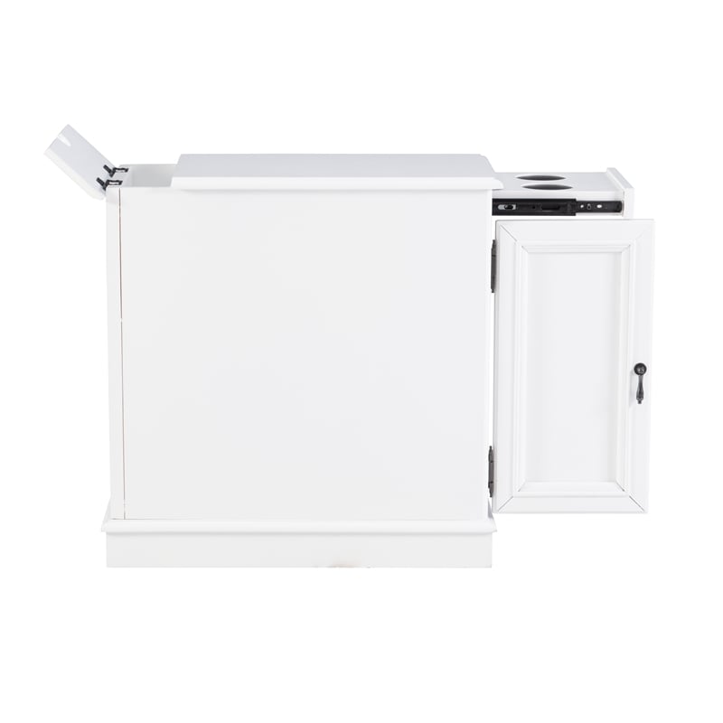 Linon Bartow Multi Function Storage Accent Table Charging Station in White Wood