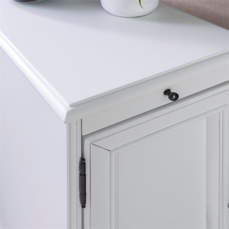 Linon Bartow Multi Function Storage Accent Table Charging Station in White Wood