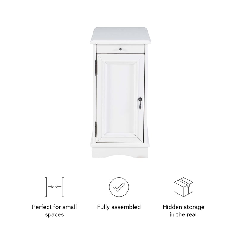 Linon Bartow Multi Function Storage Accent Table Charging Station in White Wood