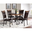 Linon Franklin 5 Piece Wood/Metal Faux Leather Dining Set in Rustic Umber Brown