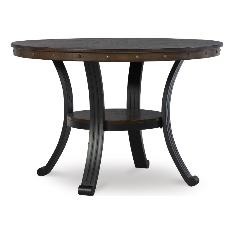 Linon Franklin Wood and Metal Round Dining Table in Rustic Umber Brown