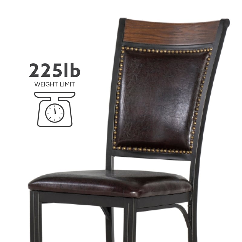 Linon Franklin Metal Faux Leather Dining Chairs in Rustic Umber Brown (Set of 2)