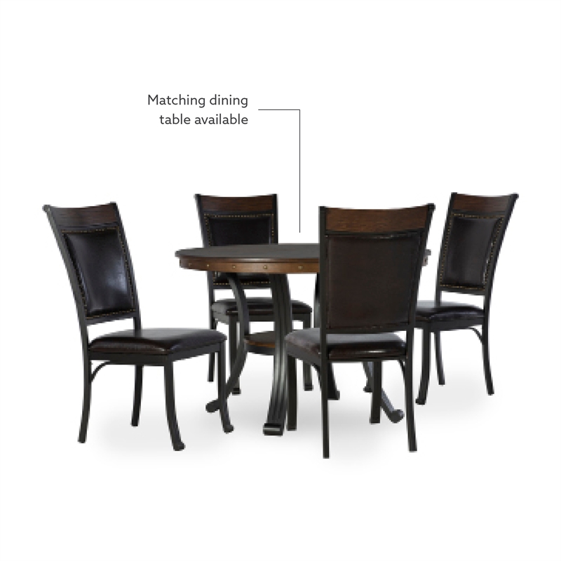 Linon Franklin Metal Faux Leather Dining Chairs in Rustic Umber Brown (Set of 2)