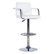 Linon White Quilted Faux Leather Gas-Lift Adjustable Swivel Bar Stool in Chrome