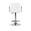 Linon White Quilted Faux Leather Gas-Lift Adjustable Swivel Bar Stool in Chrome