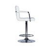 Linon White Quilted Faux Leather Gas-Lift Adjustable Swivel Bar Stool in Chrome