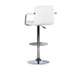 Linon White Quilted Faux Leather Gas-Lift Adjustable Swivel Bar Stool in Chrome