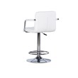Linon White Quilted Faux Leather Gas-Lift Adjustable Swivel Bar Stool in Chrome