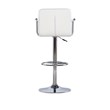 Linon White Quilted Faux Leather Gas-Lift Adjustable Swivel Bar Stool in Chrome