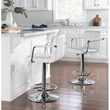 Linon White Quilted Faux Leather Gas-Lift Adjustable Swivel Bar Stool in Chrome