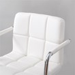 Linon White Quilted Faux Leather Gas-Lift Adjustable Swivel Bar Stool in Chrome