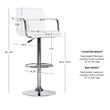 Linon White Quilted Faux Leather Gas-Lift Adjustable Swivel Bar Stool in Chrome