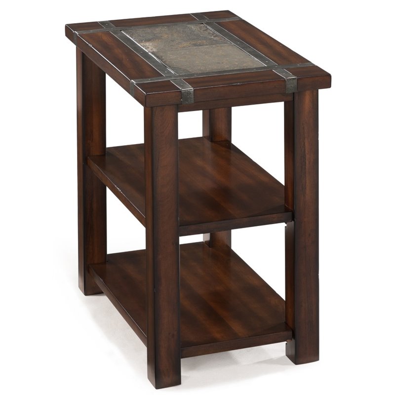 Magnussen Roanoke Wood End Table in Cherry and Slate