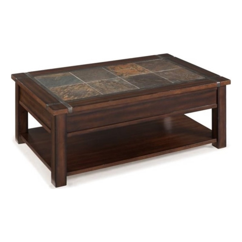 Magnussen Roanoke Wood Lift Top Coffee Table in Cherry and Slate