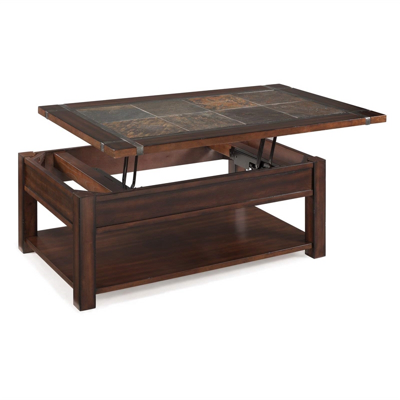 Magnussen Roanoke Wood Lift Top Coffee Table in Cherry and Slate