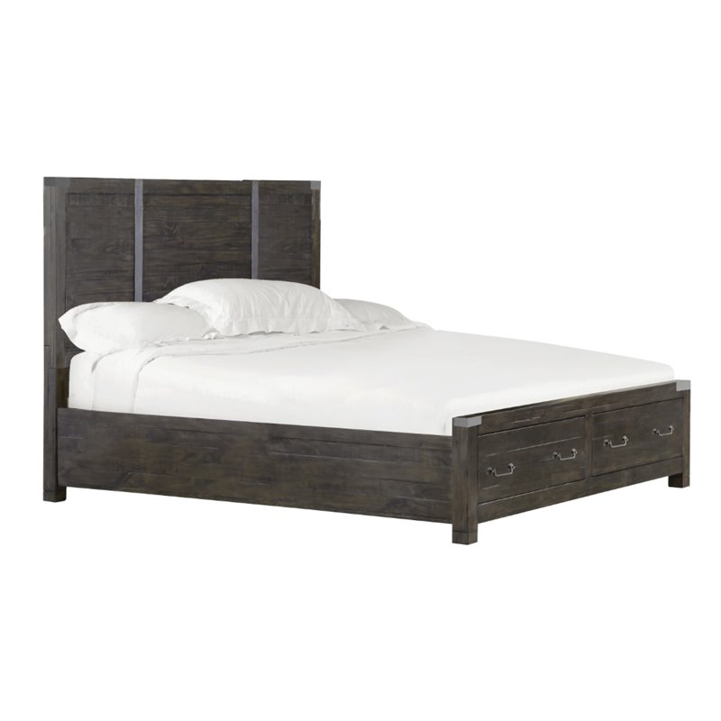 Magnussen Abington California King Panel Bed with Storage in Charcoal